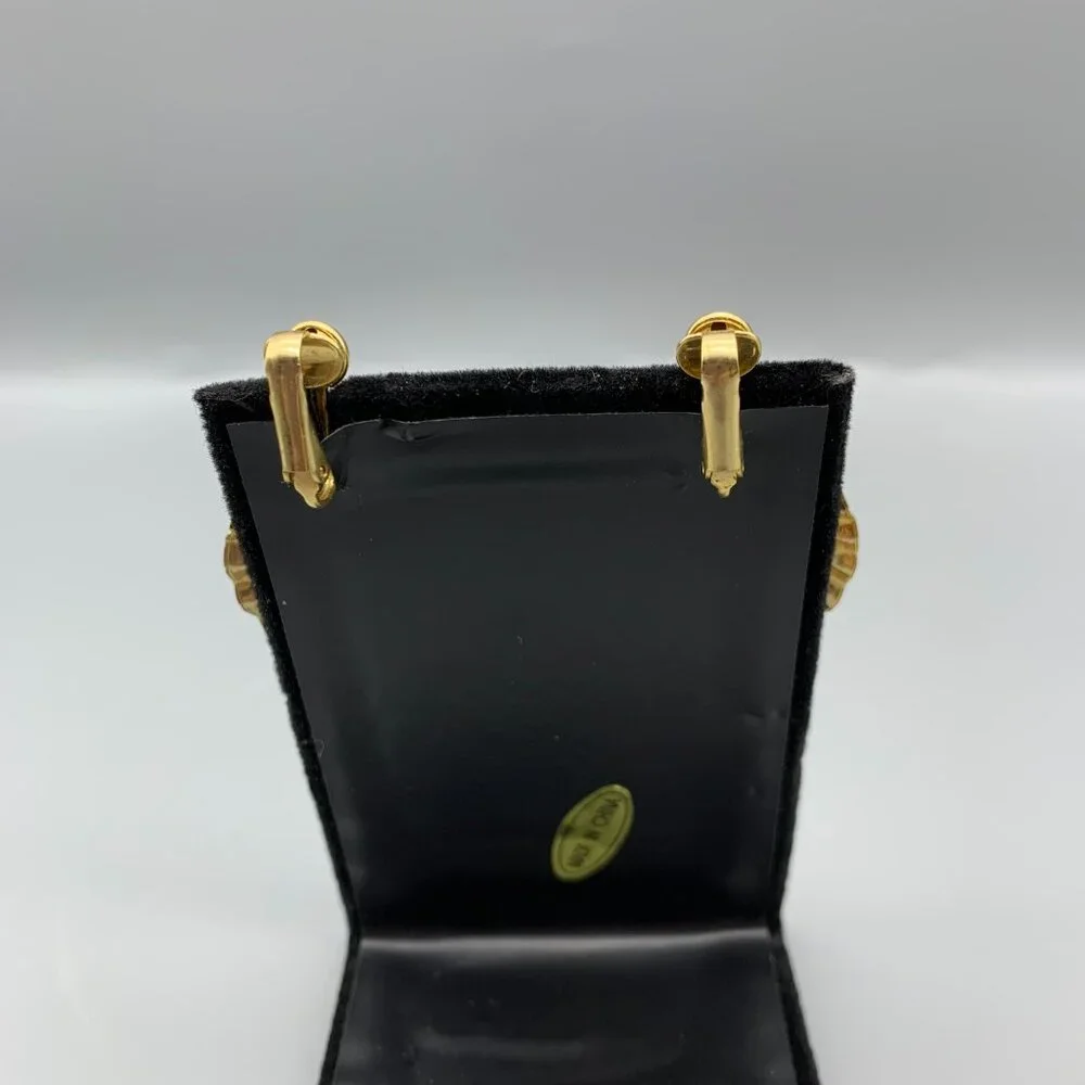 Gold-tone 1 1/4" Double Hoop Earrings with Clip Closure - Picture 5 of 7